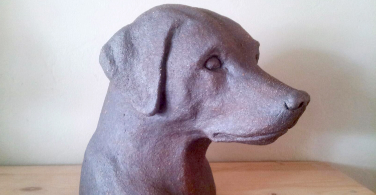 Ceramic Dog Sculpture
