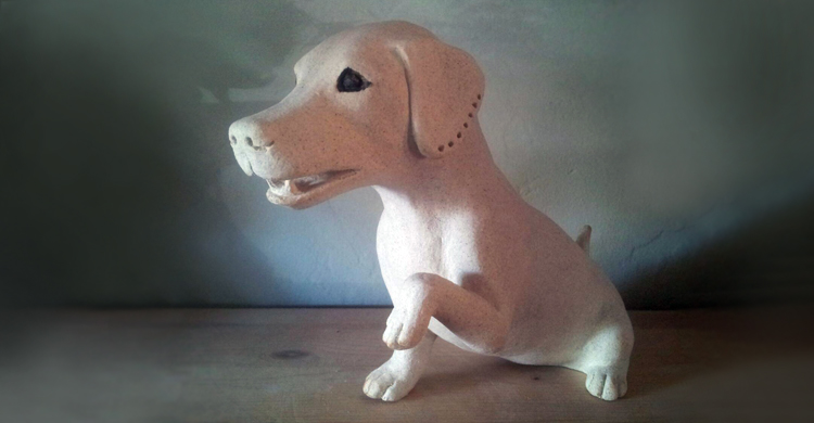 Ceramic Dog Sculpture
