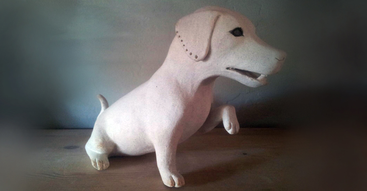 Ceramic Dog Sculpture