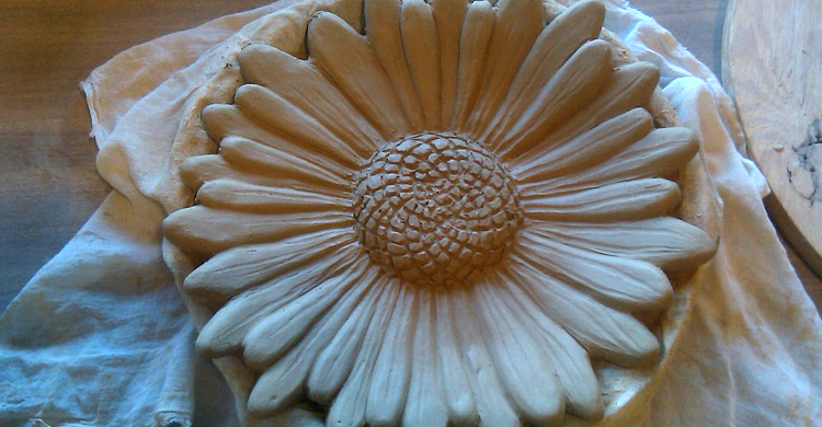 Ceramic Sculpture Bird Bath Daisy