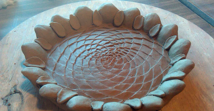 Ceramic Sculpture Bird Bath Sunflower