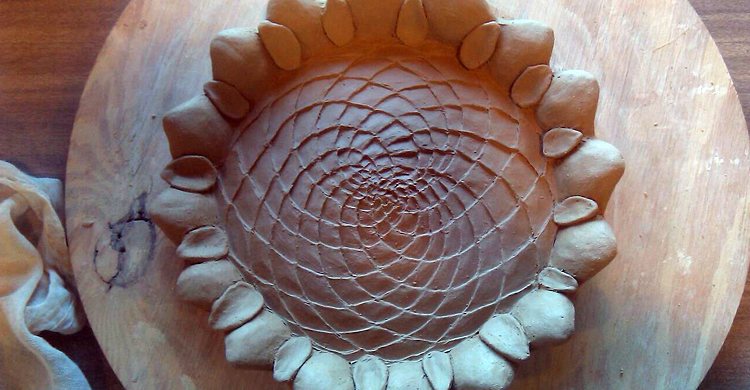 Ceramic Sculpture Bird Bath Sunflower