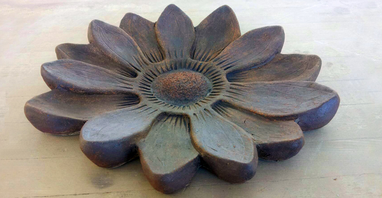 Ceramic Sculpture Bird Bath Blanket Flower