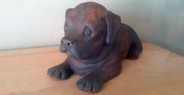 Ceramic Puppy Sculpture