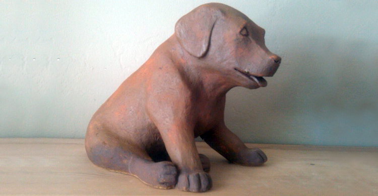 Ceramic Puppy Sculpture