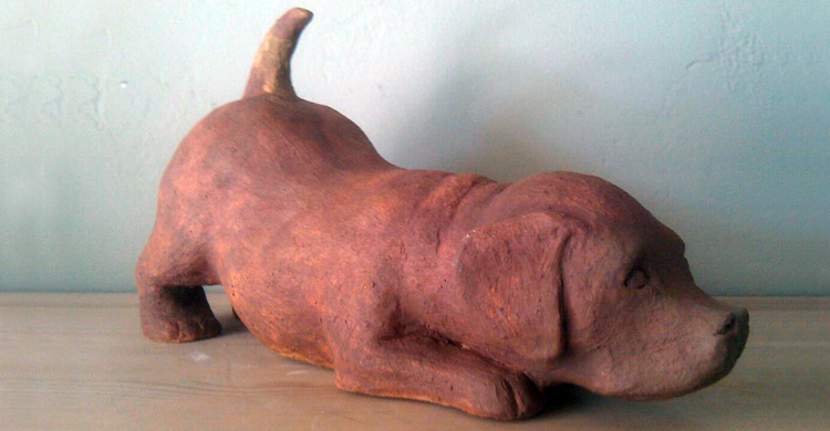 Ceramic Puppy Sculpture