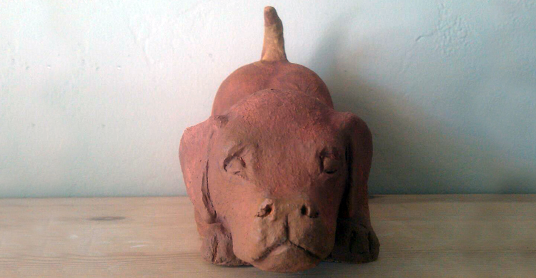 Ceramic Puppy Sculpture