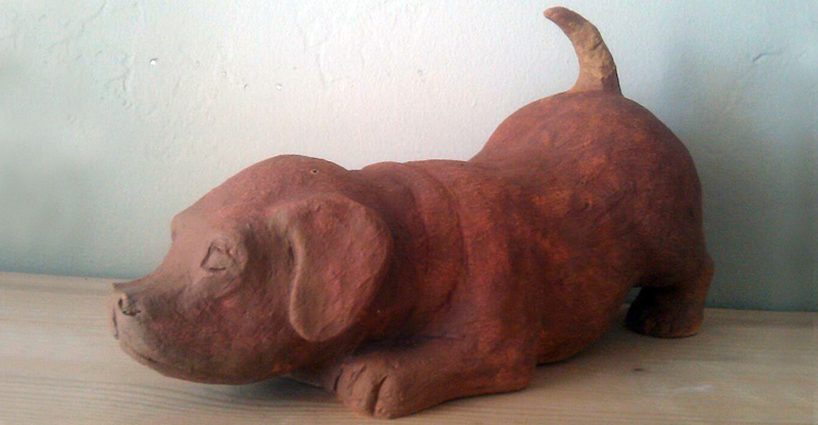 Ceramic Puppy Sculpture